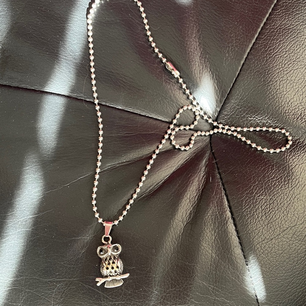 Stainless Steel Owl Pendant Necklace